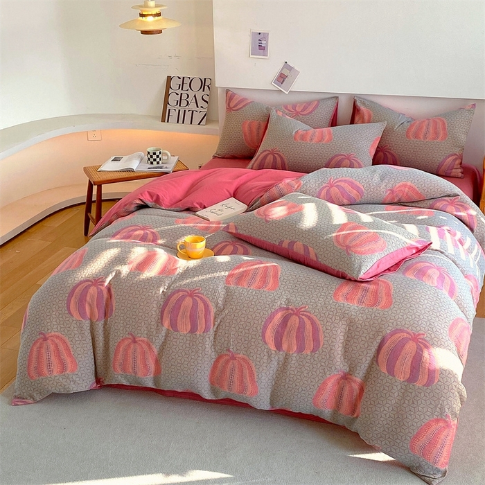 91家纺网 家纺一手货源 找家纺 2024新款全棉纯棉双层纱三层纱立体提花四件套 苏娜