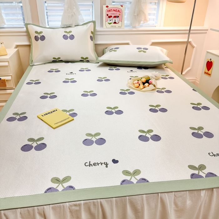 91家纺网 家纺一手货源 找家纺 慕尚 2025新款800D冰藤凉席 樱桃紫