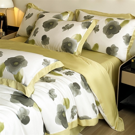 91家纺网 家纺一手货源 找家纺 （总）蓝米卡夫 2024新品-A类50支新时尚天丝印花拼角款系列