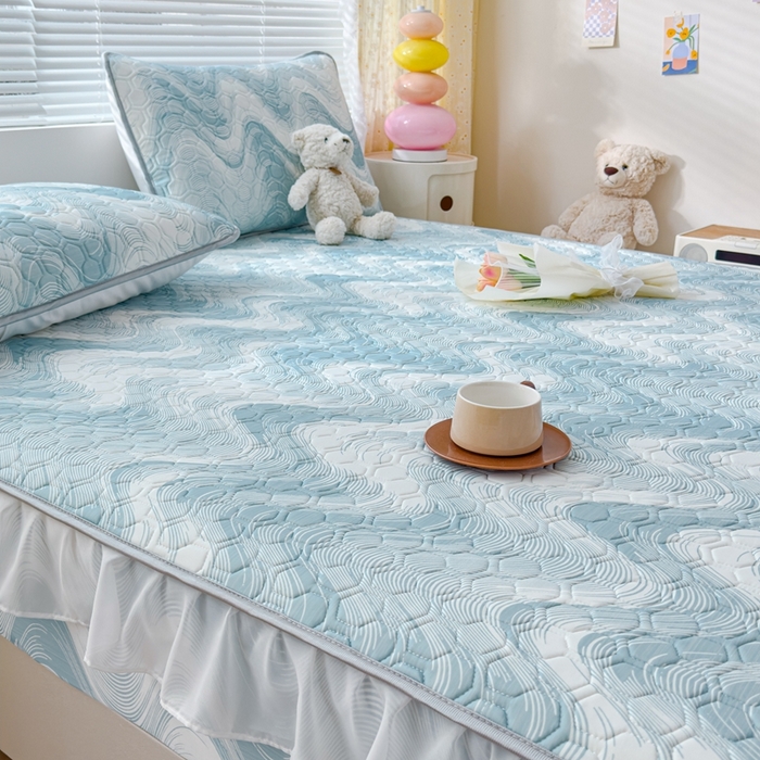 91家纺网 家纺一手货源 找家纺 （总）小萌虎 2024新款胶质凉席床笠花边款