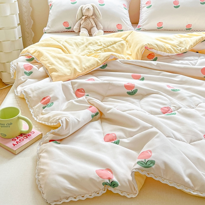 91家纺网 家纺一手货源 找家纺 2025新款慕尚600D数码印花冰丝凉席 郁金香