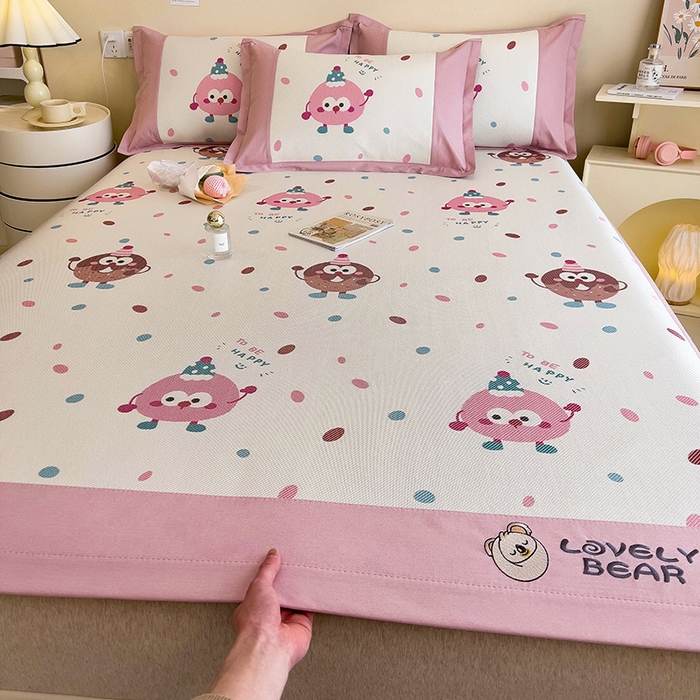 91家纺网 家纺一手货源 找家纺 全季家居 2024新款A类抗菌数码印花冰藤席三件套 床席款-甜甜圈