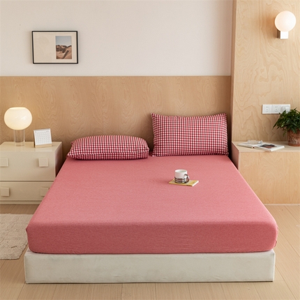 北欧良品 2024新款水洗棉单品床笠、床单--纯色款（床笠、床单） 酱红