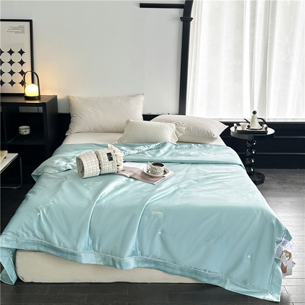 91家纺网 家纺一手货源 找家纺 雅高 2024新款100%桑蚕丝莱赛尔提花蚕丝夏被空调被被子被芯 奢华蓝