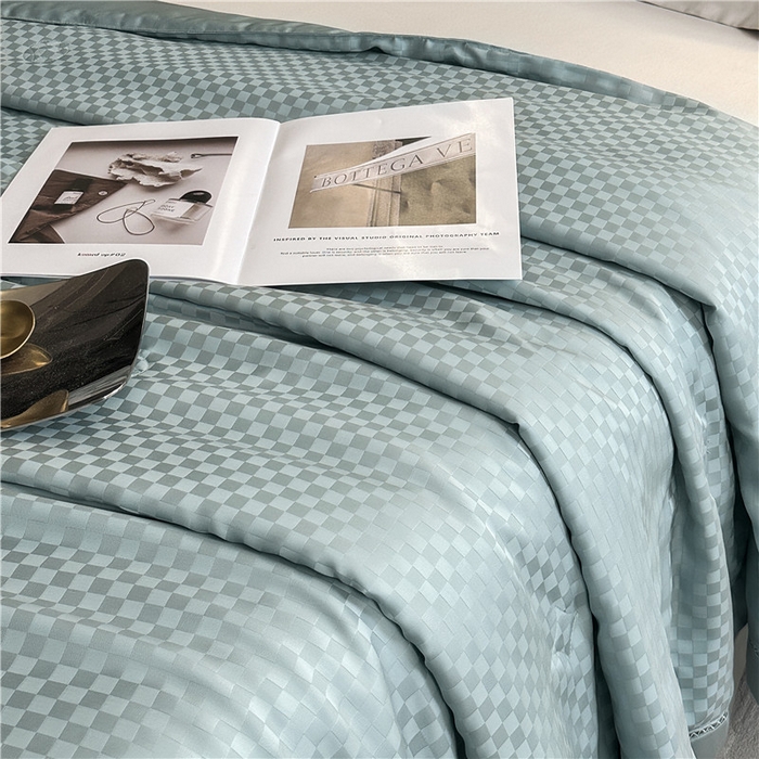 91家纺网 家纺一手货源 找家纺 蜜柚 2024新款60s莱赛尔天丝提花大豆夏被-格言系列（控价199以上） 格言绿