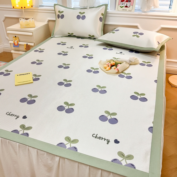 91家纺网 家纺一手货源 找家纺 慕尚 2025新款800D冰藤凉席 樱桃紫