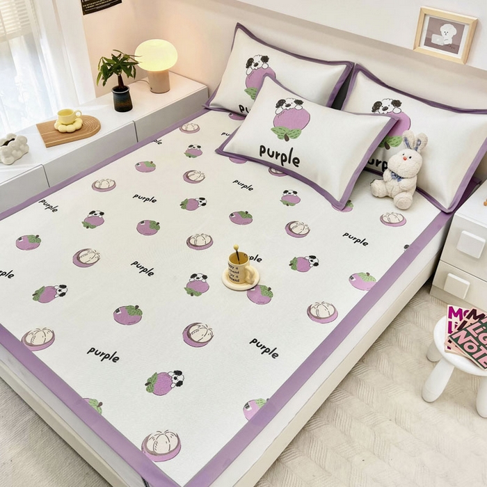 91家纺网 家纺一手货源 找家纺 全季家居 2024新款5A抗菌小清新数码印花冰藤席 床席款-山竹