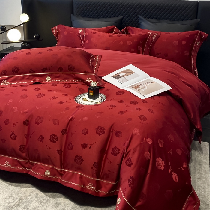 91家纺网 家纺一手货源 找家纺 （总）优悦生活馆 2024新款提花婚庆四件套