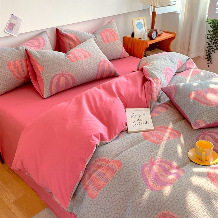 91家纺网 家纺一手货源 找家纺 2024新款全棉纯棉双层纱三层纱立体提花四件套 苏娜