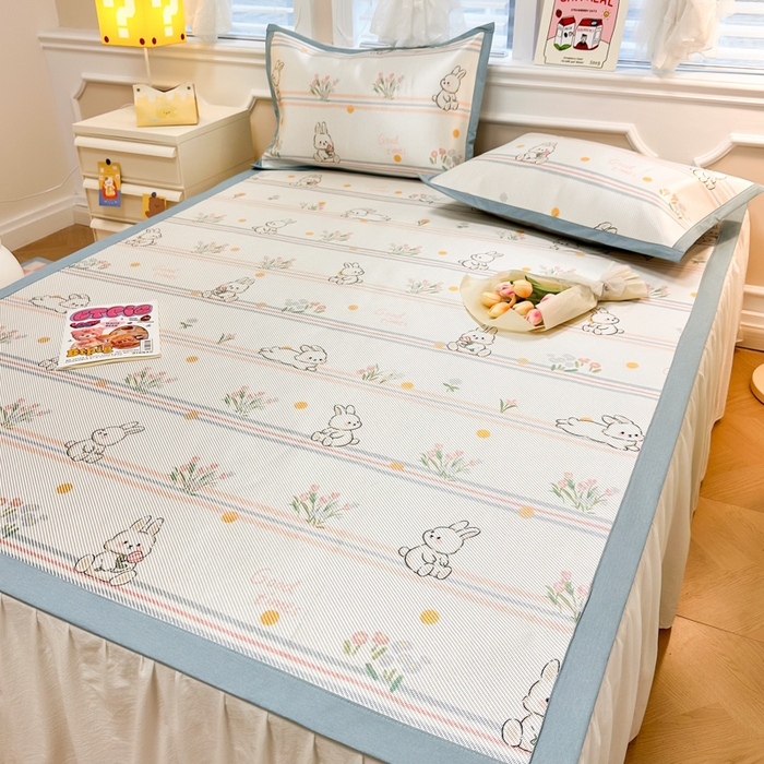 91家纺网 家纺一手货源 找家纺 慕尚 2025新款800D冰藤凉席 小白兔