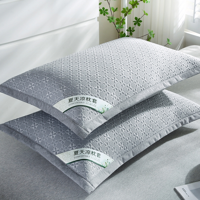 91家纺网 家纺一手货源 找家纺 小牛席业 2024新款浪漫花语冷感豆豆枕套 浪漫花语冷感豆豆枕套-灰色