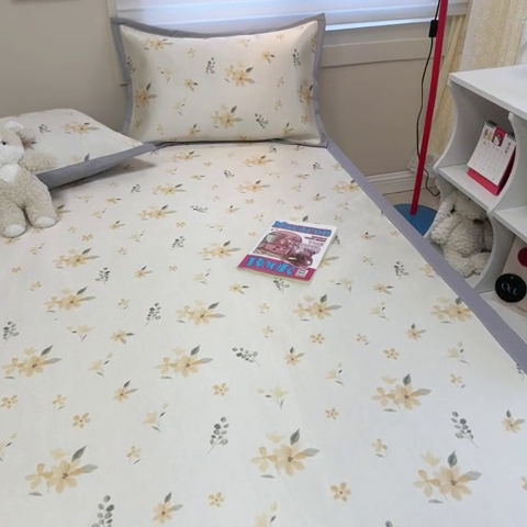 91家纺网 家纺一手货源 找家纺 2025新款慕尚600D数码印花冰丝凉席 可爱小兔