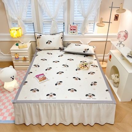 91家纺网 家纺一手货源 找家纺 慕尚 2025新款800D冰藤凉席 萌萌狗