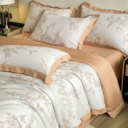 蓝米卡夫 2024新品-A类50支新时尚天丝印花拼角款系列 美人蕉-红