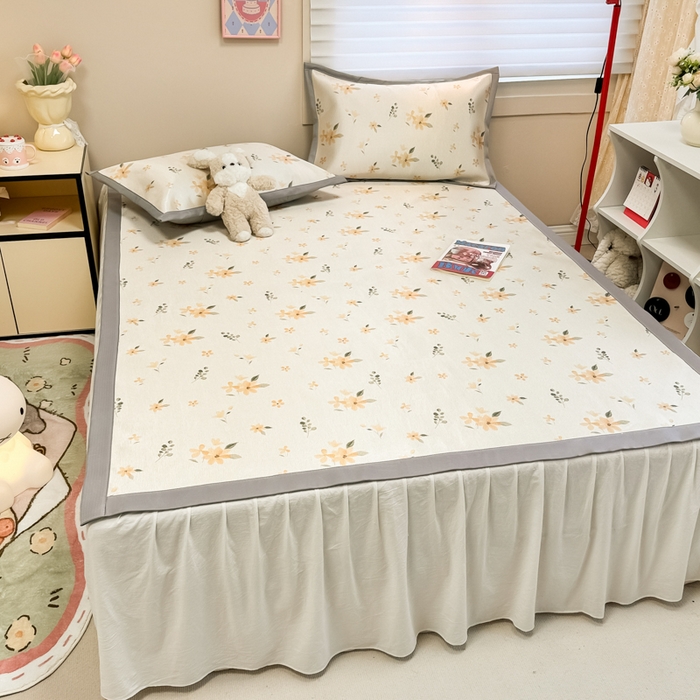 91家纺网 家纺一手货源 找家纺 2025新款慕尚600D数码印花冰丝凉席 金秋