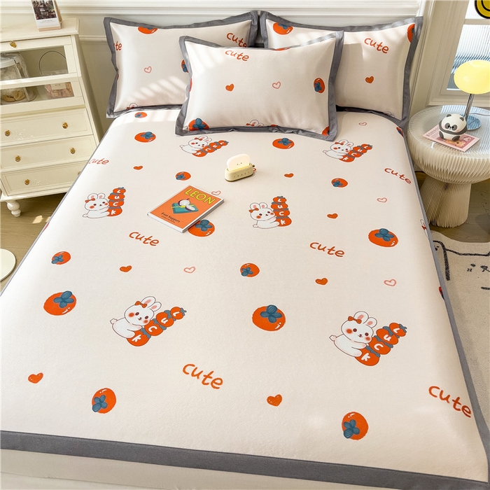 91家纺网 家纺一手货源 找家纺 孩子王家纺 2024新款凉感卡通冰丝席-成人款 好柿成双