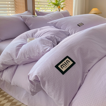 91家纺网 家纺一手货源 找家纺 （总）梦之岛 2024新款miu贴标水洗磨毛华夫格四件套