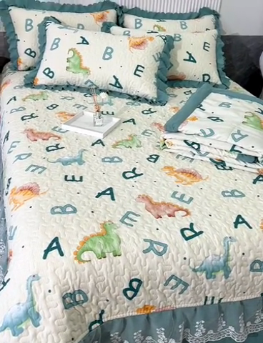 91家纺网 家纺一手货源 找家纺 梦柏家纺 2024新款亲肤泡泡棉夹棉床盖夏被四件套 纪元