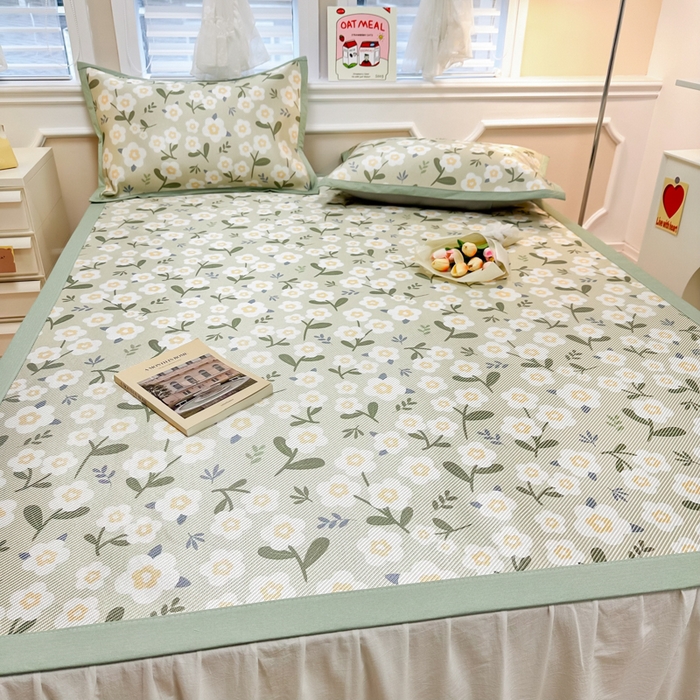 91家纺网 家纺一手货源 找家纺 慕尚 2025新款800D冰藤凉席 小碎花