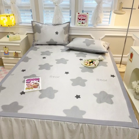 91家纺网 家纺一手货源 找家纺 慕尚 2025新款800D冰藤凉席 星星