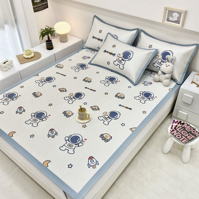 91家纺网 家纺一手货源 找家纺 全季家居 2024新款5A抗菌小清新数码印花冰藤席 床席款-星空世界