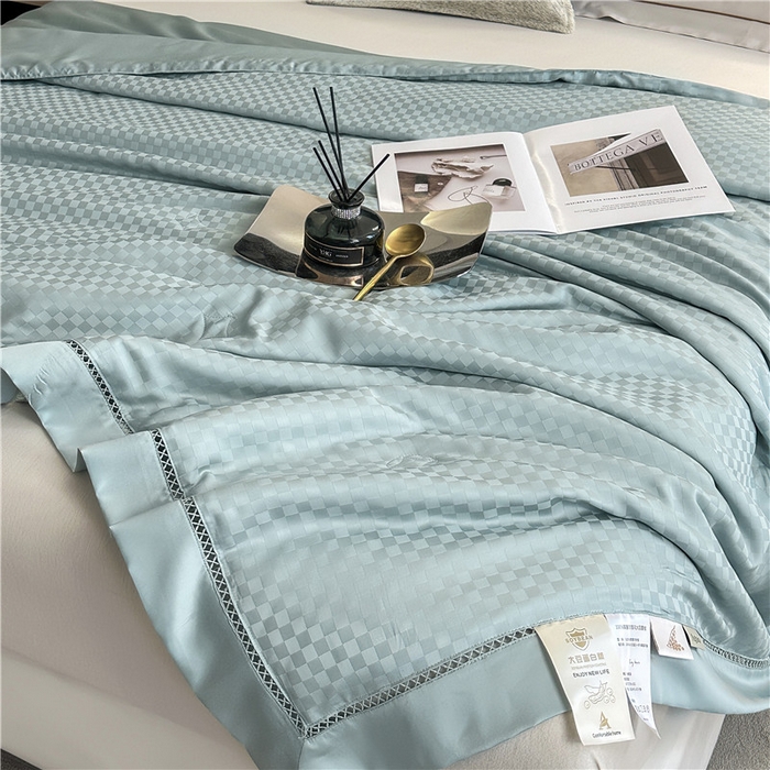 91家纺网 家纺一手货源 找家纺 蜜柚 2024新款60s莱赛尔天丝提花大豆夏被-格言系列（控价199以上） 格言绿