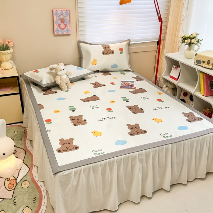 91家纺网 家纺一手货源 找家纺 2025新款慕尚600D数码印花冰丝凉席 遇见萌宠