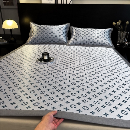 孩子王家纺 2024新款高档提花加厚凉感款冰丝席路易世家系列-成人凉席 路易世家-蓝（高档提花 加厚凉感款）