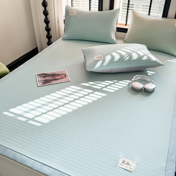 91家纺网 家纺一手货源 找家纺 慕尚2025新款无印良品冰丝软席 密条-水蓝