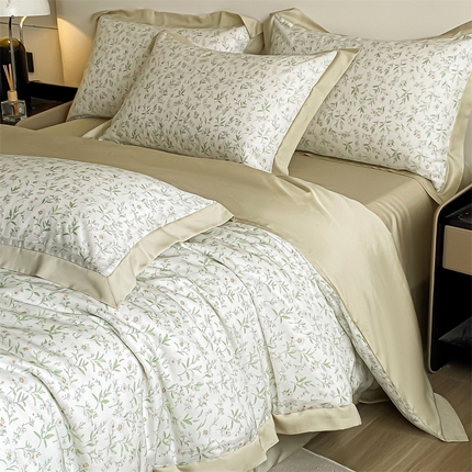 91家纺网 家纺一手货源 找家纺 （总）蓝米卡夫 2024新品-A类50支新时尚天丝印花拼角款系列