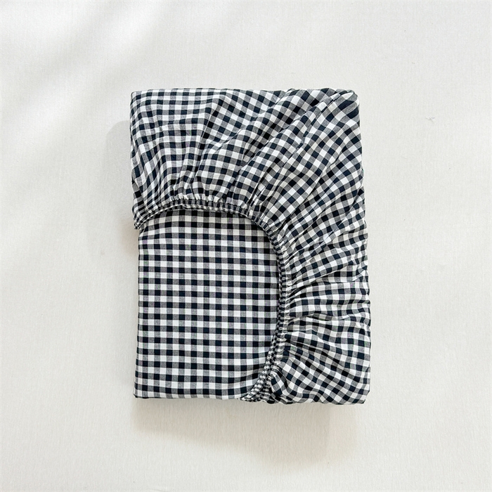 91家纺网 家纺一手货源 找家纺 北欧良品 2024新款水洗棉单品床笠、床单--格纹款（床笠、床单） 黑白小格