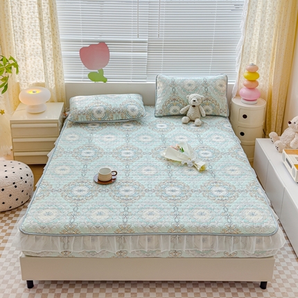 91家纺网 家纺一手货源 找家纺 （总）小萌虎 2024新款胶质凉席床笠花边款