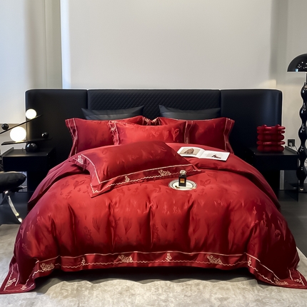 91家纺网 家纺一手货源 找家纺 （总）优悦生活馆 2024新款提花婚庆四件套