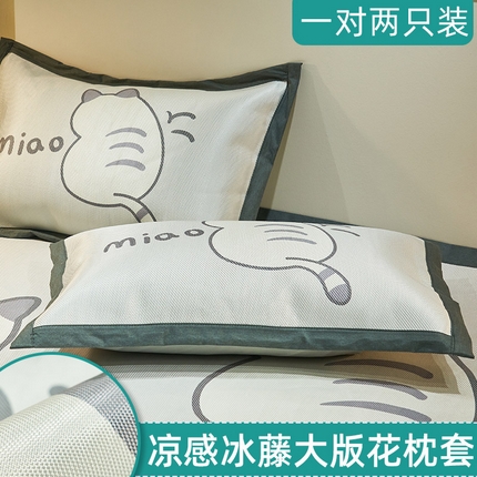 91家纺网 家纺一手货源 找家纺 （总）21度C 2024新款大版印花冰藤大版枕套