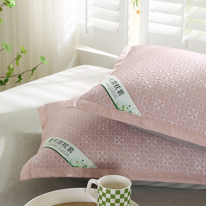 91家纺网 家纺一手货源 找家纺 小牛席业 2024新款浪漫花语冷感豆豆枕套 浪漫花语冷感豆豆枕套-粉色