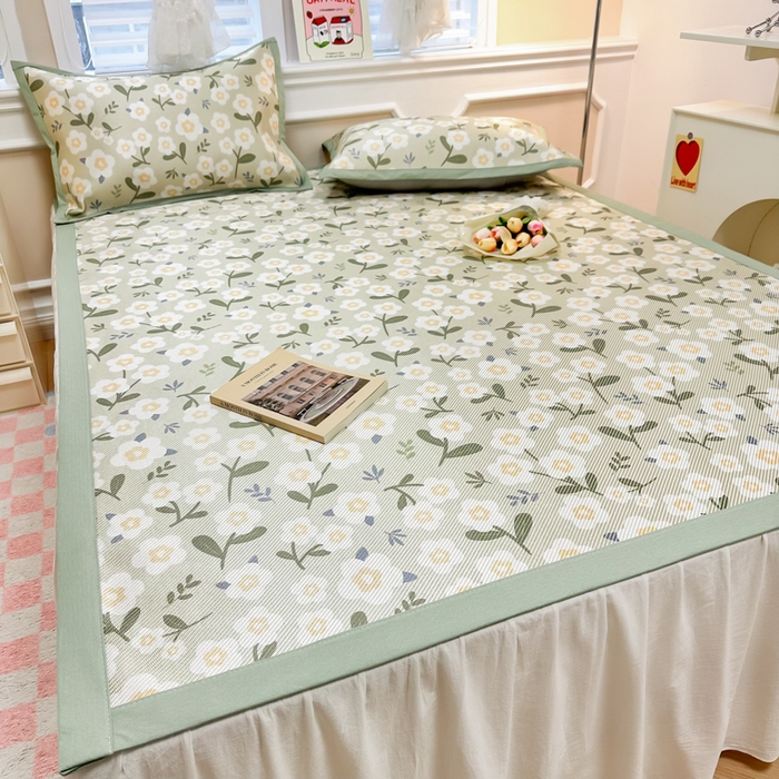 91家纺网 家纺一手货源 找家纺 慕尚 2025新款800D冰藤凉席 小碎花