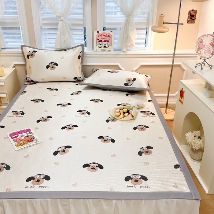 91家纺网 家纺一手货源 找家纺 慕尚 2025新款800D冰藤凉席 萌萌狗