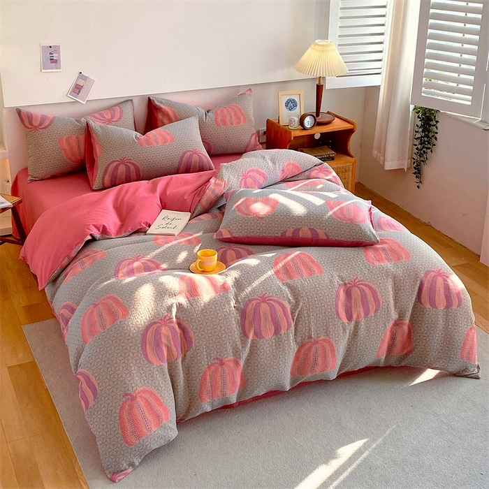 91家纺网 家纺一手货源 找家纺 2024新款全棉纯棉双层纱三层纱立体提花四件套 苏娜