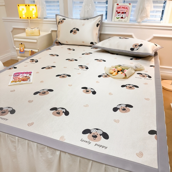 91家纺网 家纺一手货源 找家纺 慕尚 2025新款800D冰藤凉席 萌萌狗