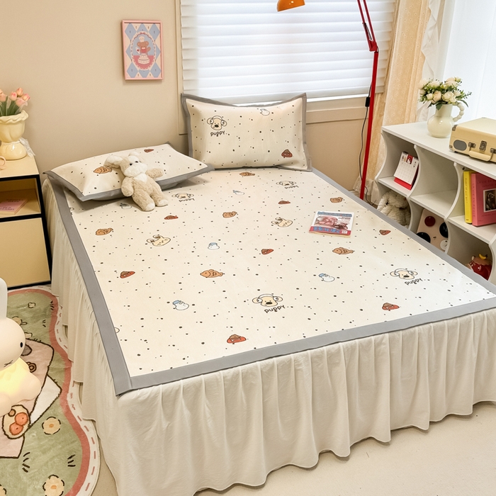 91家纺网 家纺一手货源 找家纺 2025新款慕尚600D数码印花冰丝凉席 绵绵动物