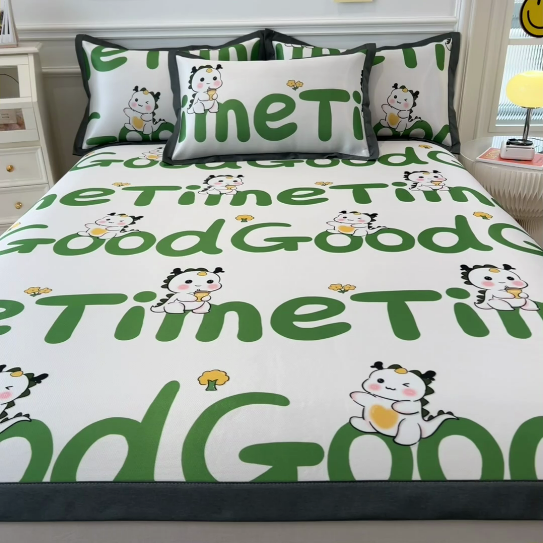 91家纺网 家纺一手货源 找家纺 孩子王家纺 2024新款凉感卡通冰丝席-成人款 快乐皮皮龙