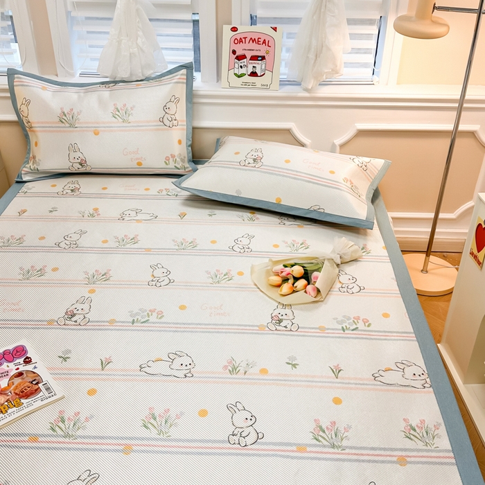 91家纺网 家纺一手货源 找家纺 慕尚 2025新款800D冰藤凉席 小白兔