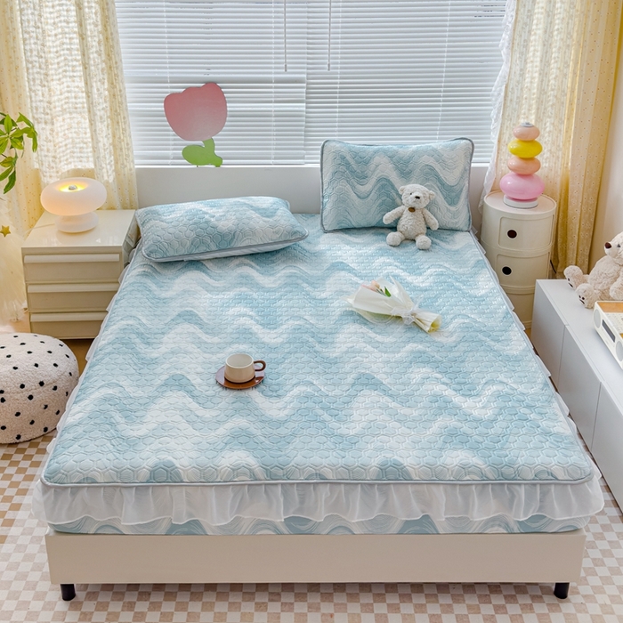 91家纺网 家纺一手货源 找家纺 （总）小萌虎 2024新款胶质凉席床笠花边款