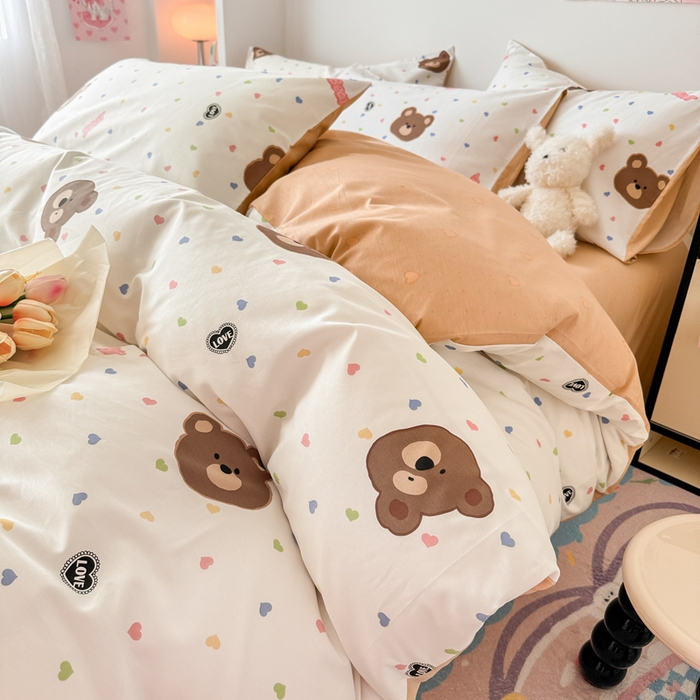 91家纺网 家纺一手货源 找家纺 慕尚 2025新款13070全棉小清新四件套 哆咪熊