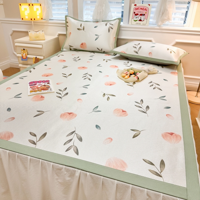 91家纺网 家纺一手货源 找家纺 慕尚 2025新款800D冰藤凉席 玉兰花