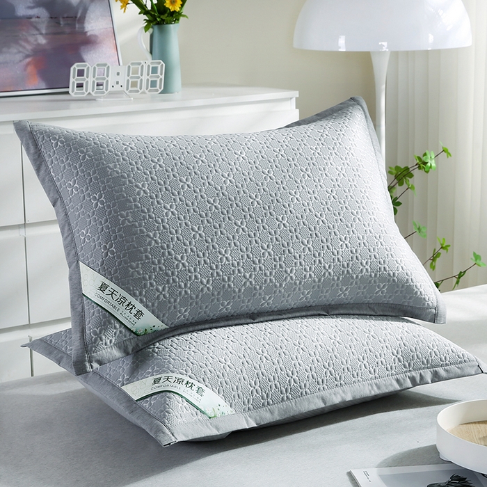 91家纺网 家纺一手货源 找家纺 小牛席业 2024新款浪漫花语冷感豆豆枕套 浪漫花语冷感豆豆枕套-灰色