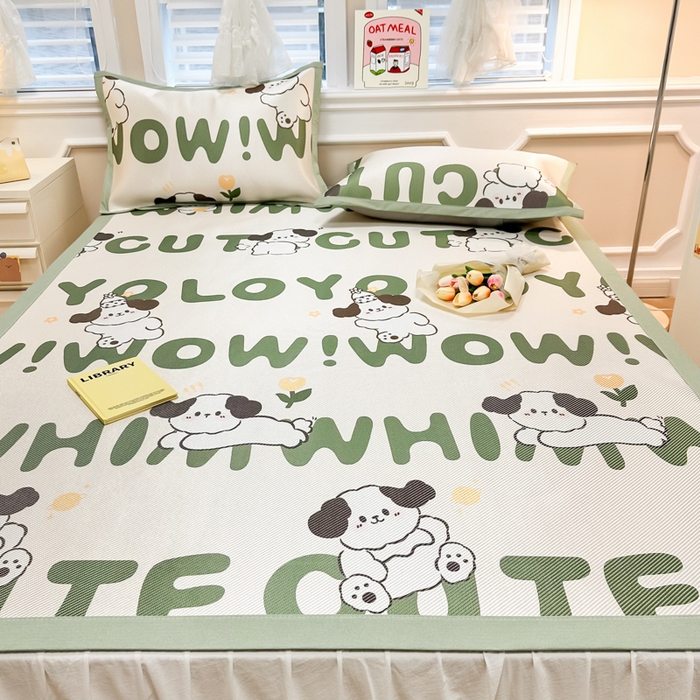 91家纺网 家纺一手货源 找家纺 慕尚 2025新款800D冰藤凉席 调皮狗