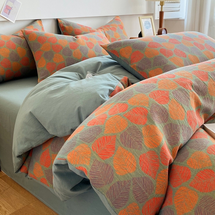 91家纺网 家纺一手货源 找家纺 2024新款全棉纯棉双层纱三层纱立体提花四件套 春日密语