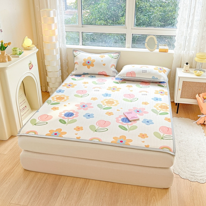 91家纺网 家纺一手货源 找家纺 2025新款慕尚600D数码印花冰丝凉席 缤纷生活