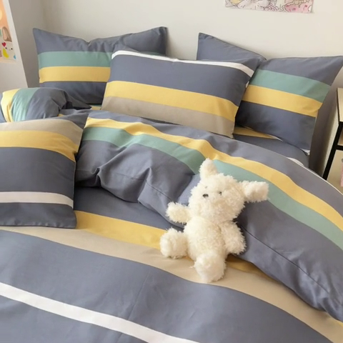 91家纺网 家纺一手货源 找家纺 慕尚 2025新款13070全棉小清新四件套 素条